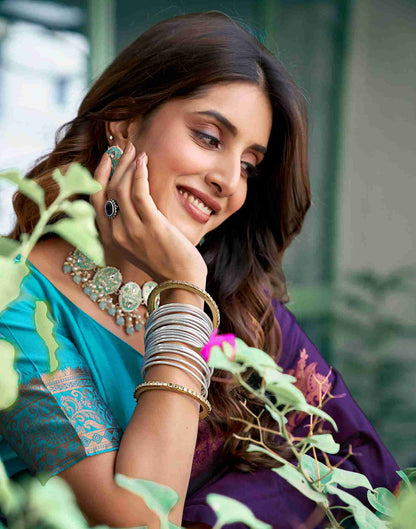 Blue Silk Woven Saree