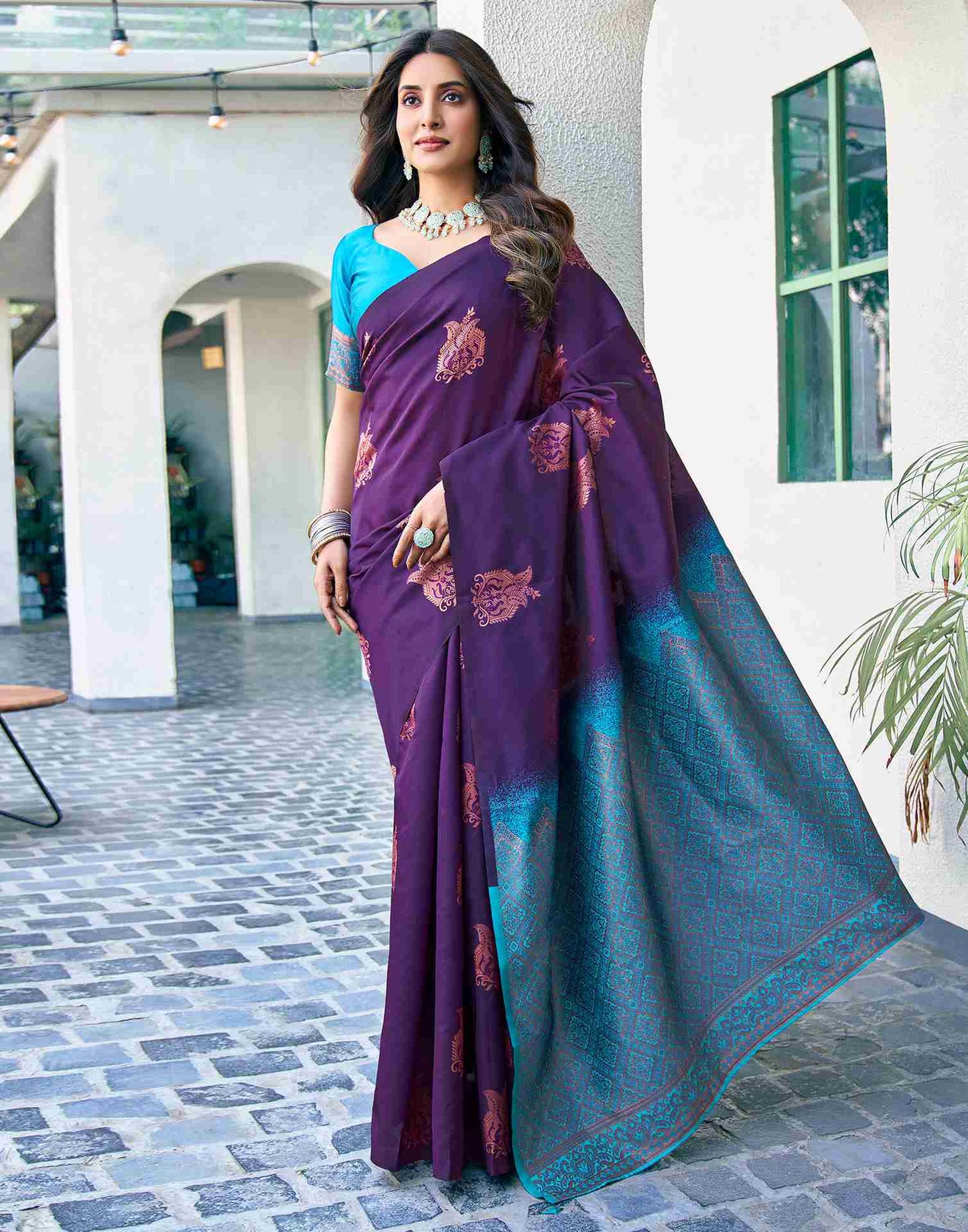 Blue Silk Woven Saree