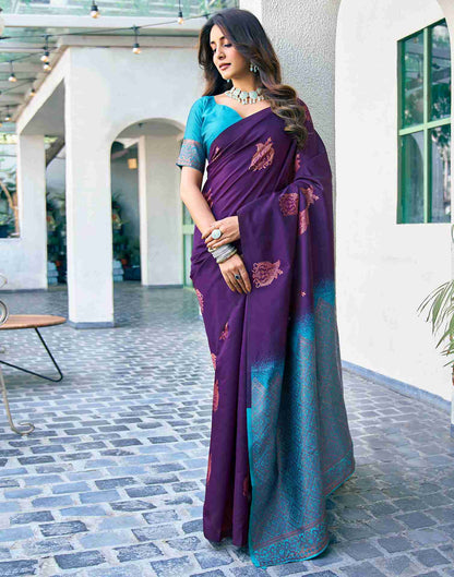 Blue Silk Woven Saree