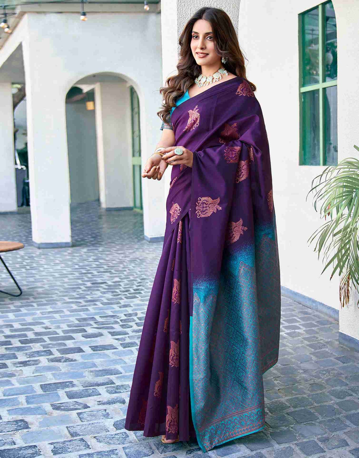 Blue Silk Woven Saree