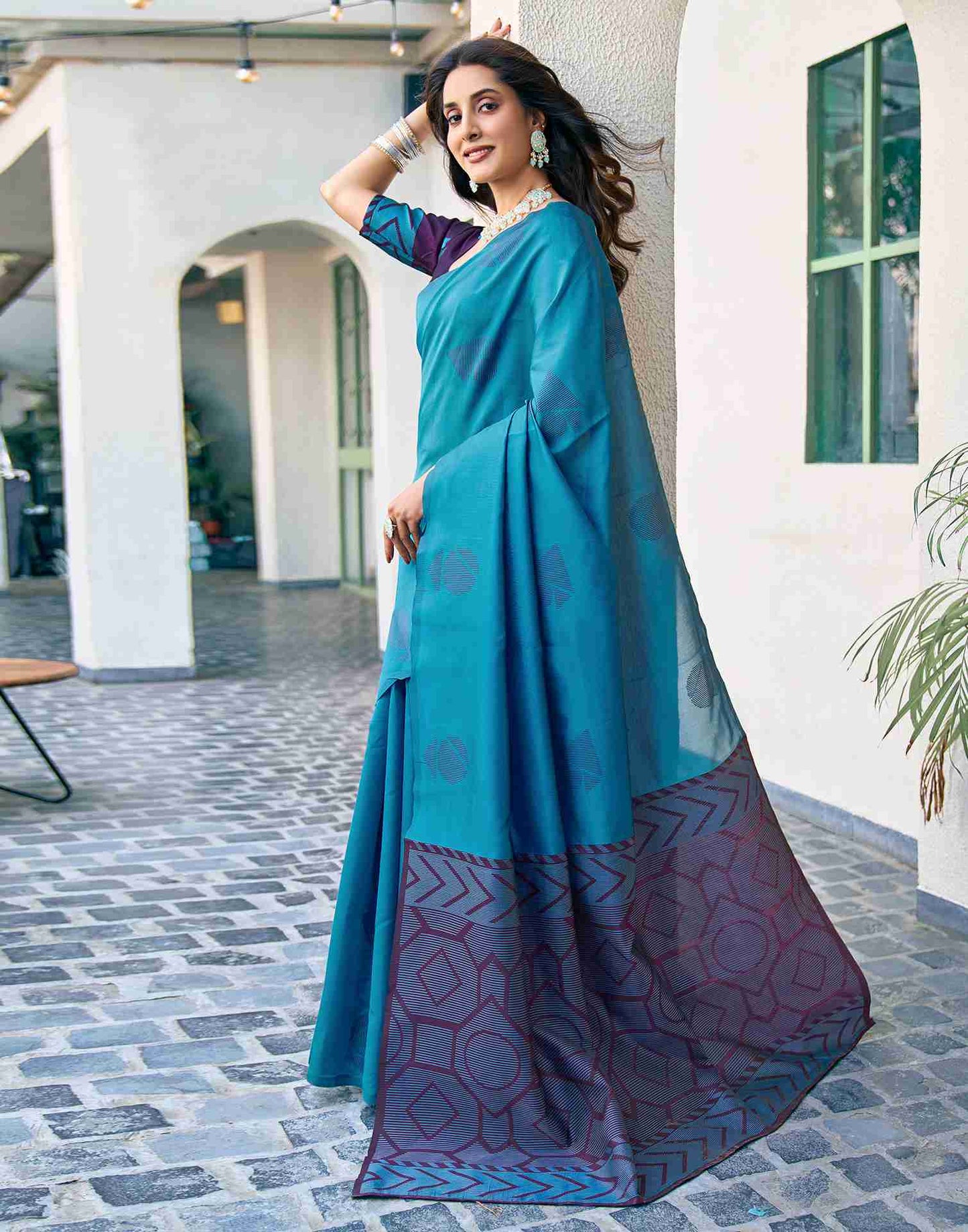 Blue Silk Woven Saree
