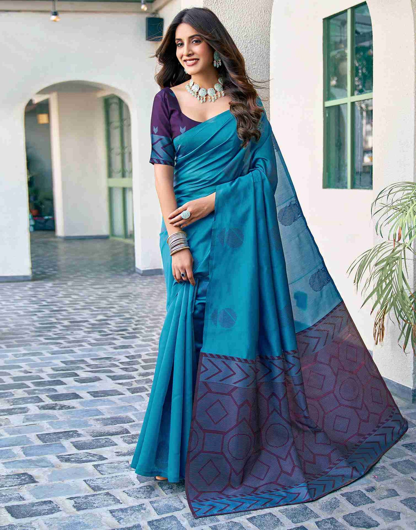 Blue Silk Woven Saree