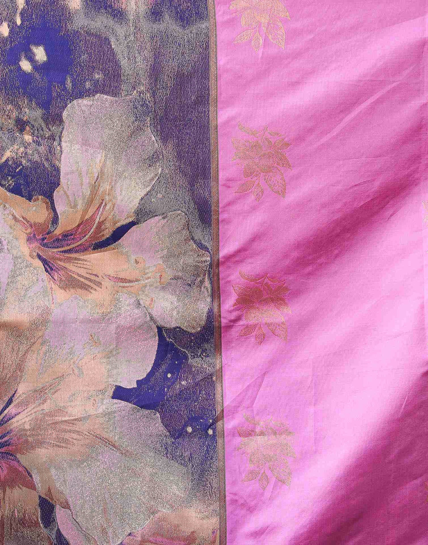 Pink And Blue Silk Woven Saree