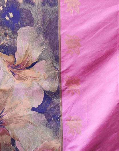 Pink And Blue Silk Woven Saree