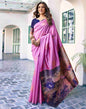 Pink And Blue Silk Woven Saree
