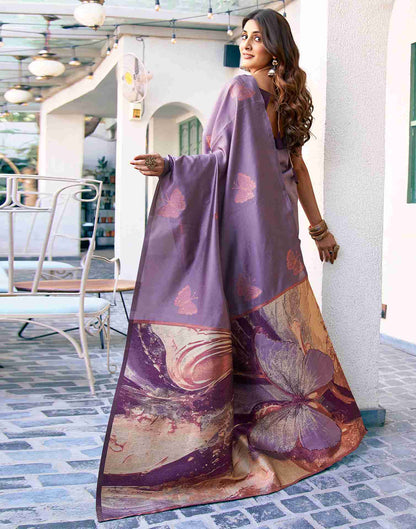 Mauve Silk Woven Saree