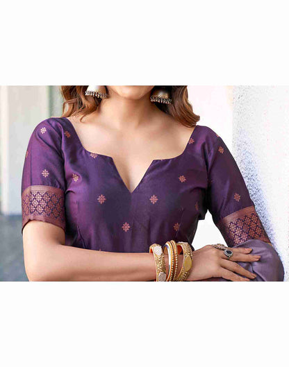 Mauve Silk Woven Saree