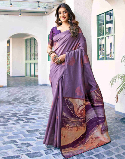 Mauve Silk Woven Saree
