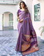 Mauve Silk Woven Saree
