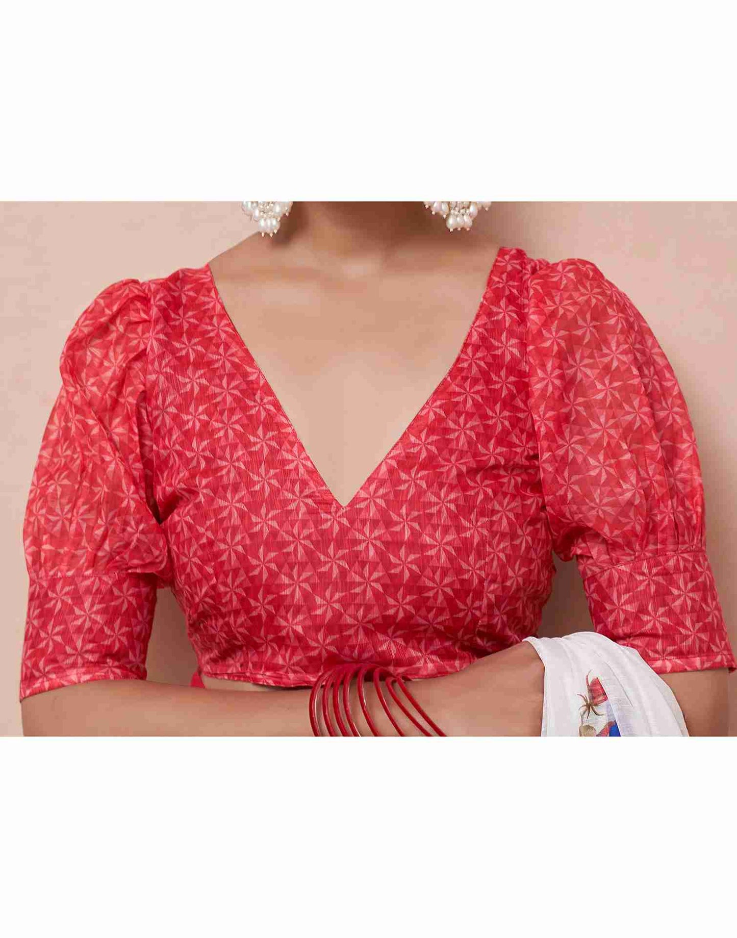 White Cotton Printed Saree