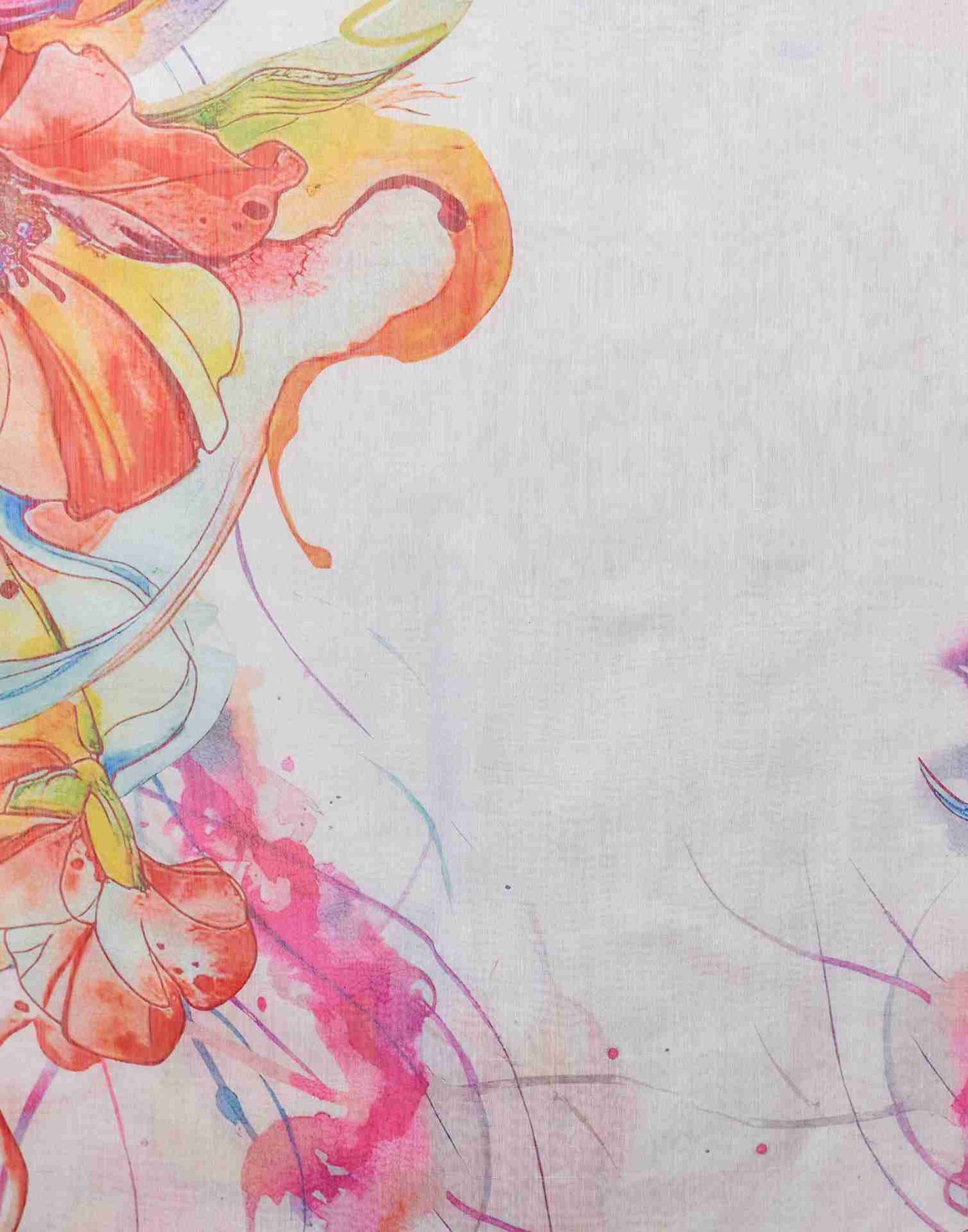 White Cotton Printed Saree