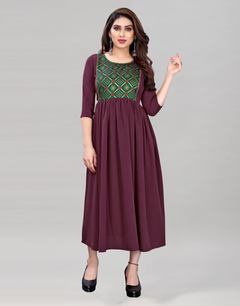 Wine Flared Kurti | Leemboodi