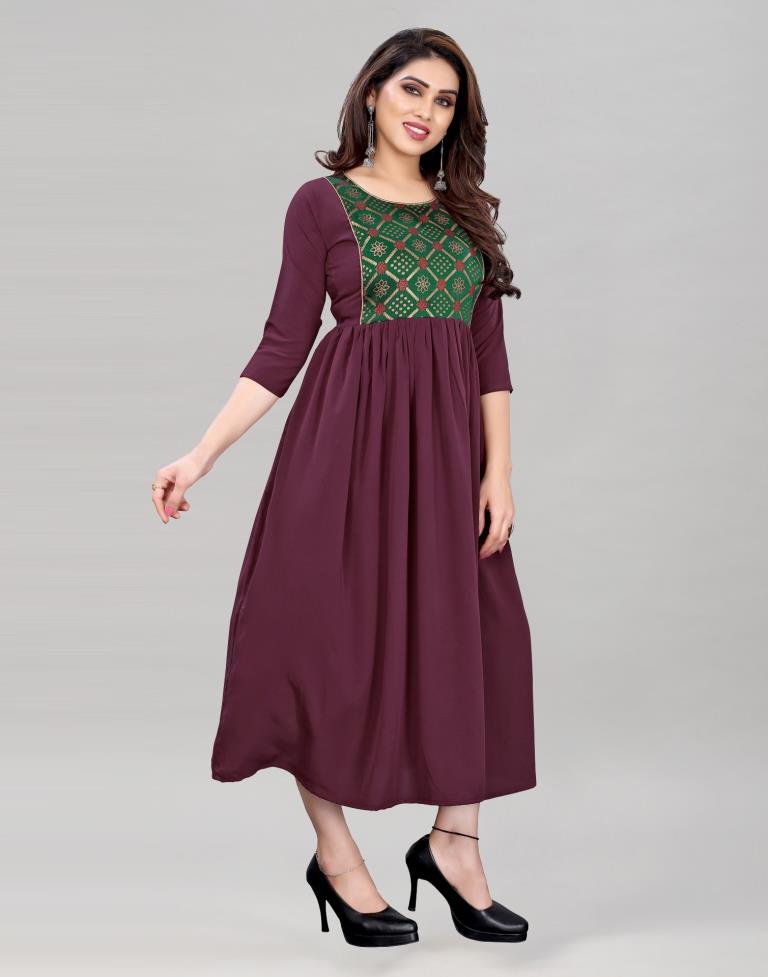 Wine Flared Kurti | Leemboodi