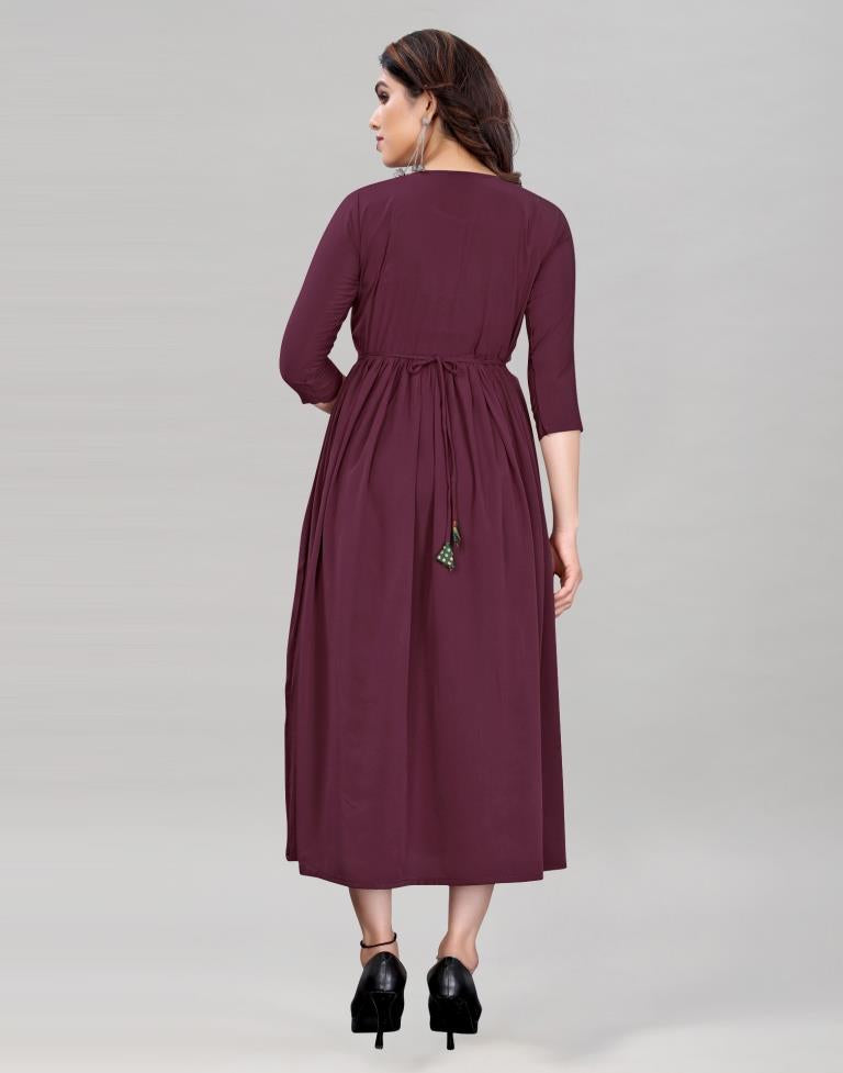 Wine Flared Kurti | Leemboodi