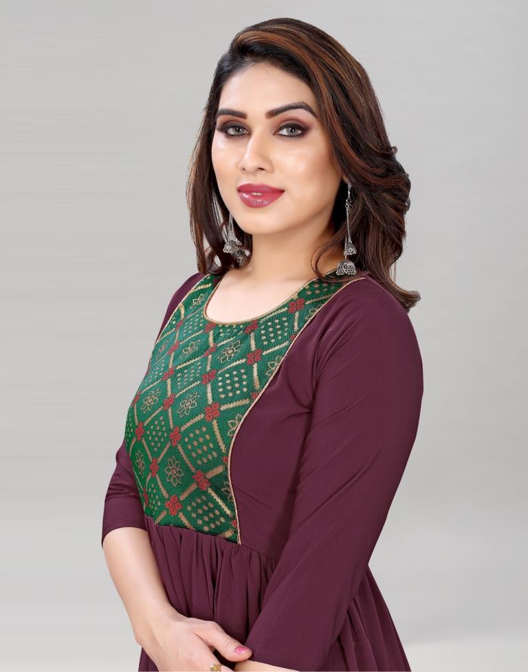 Wine Flared Kurti | Leemboodi