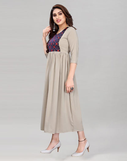 Beige Coloured Crepe Plain Kurti | Leemboodi