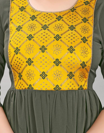 Olive Green Coloured Crepe Plain Kurti | Leemboodi