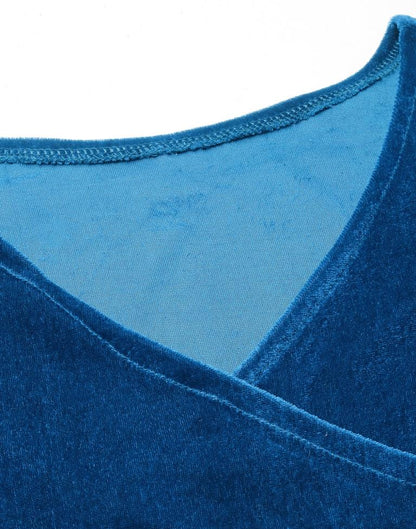 Blue Puff Sleeve Wrap Bodycon | Sudathi