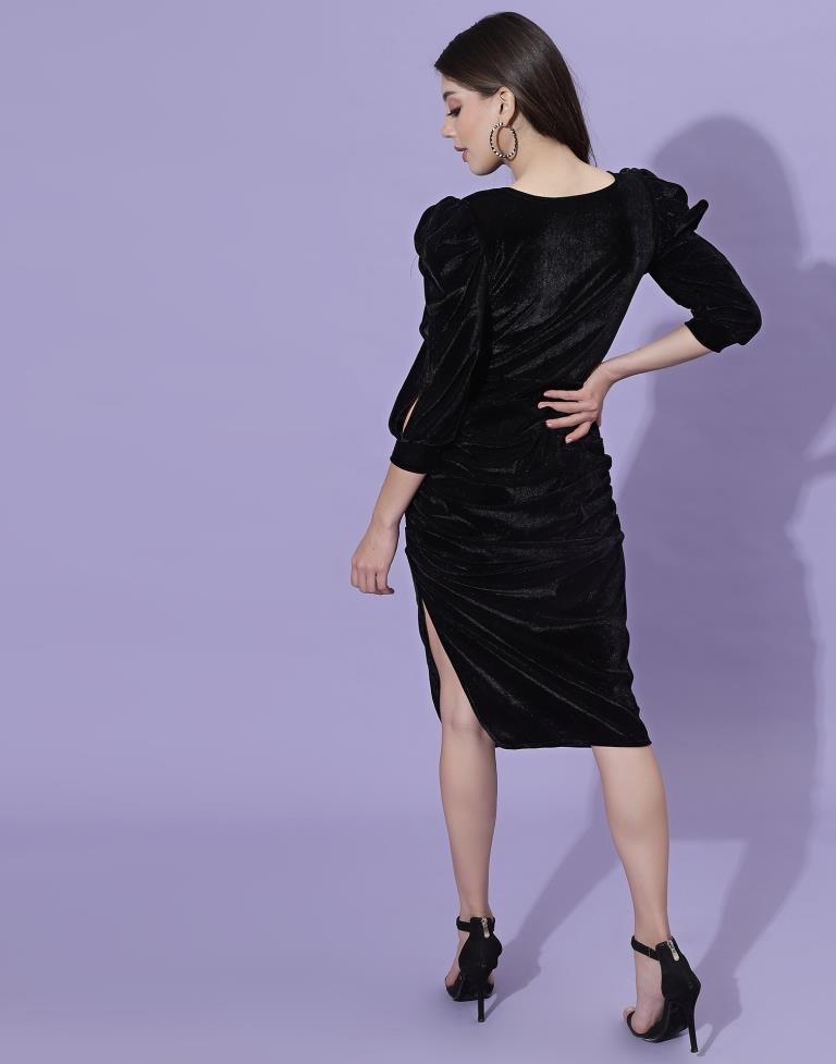 Black Stylish Sleeve Wrap Bodycon | Sudathi
