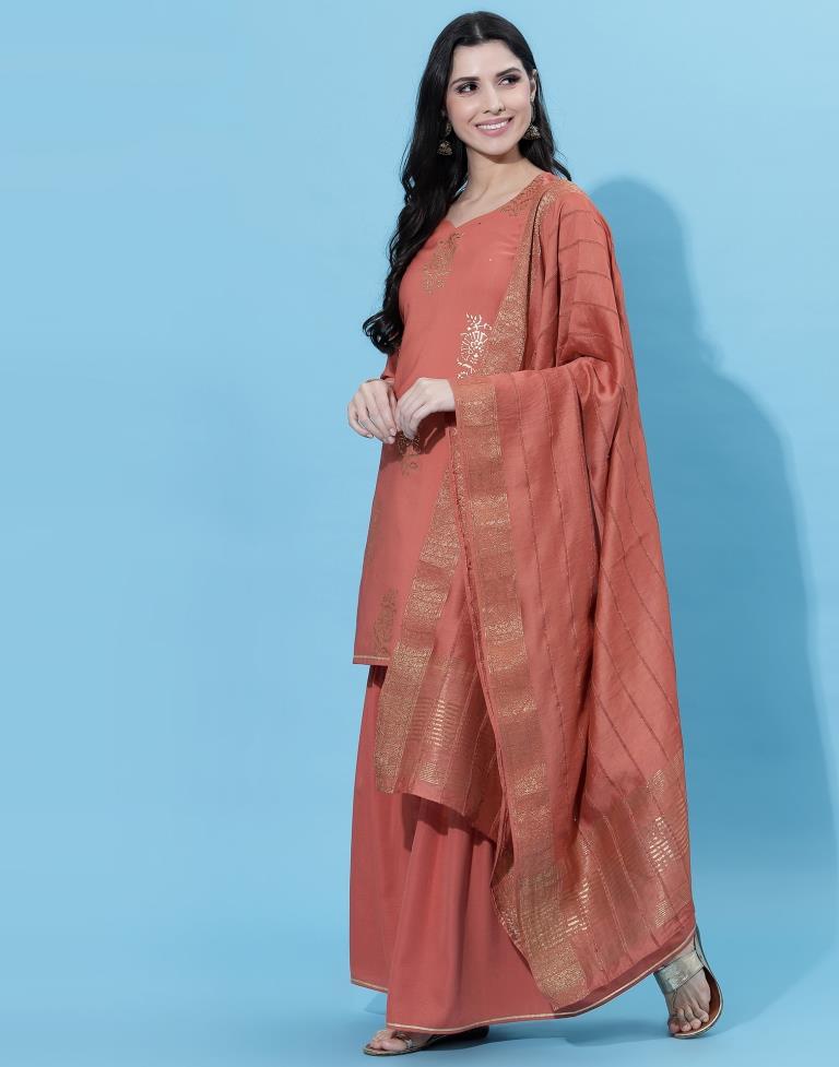 Coral Cotton Kurti With Sharara And Dupatta | Leemboodi