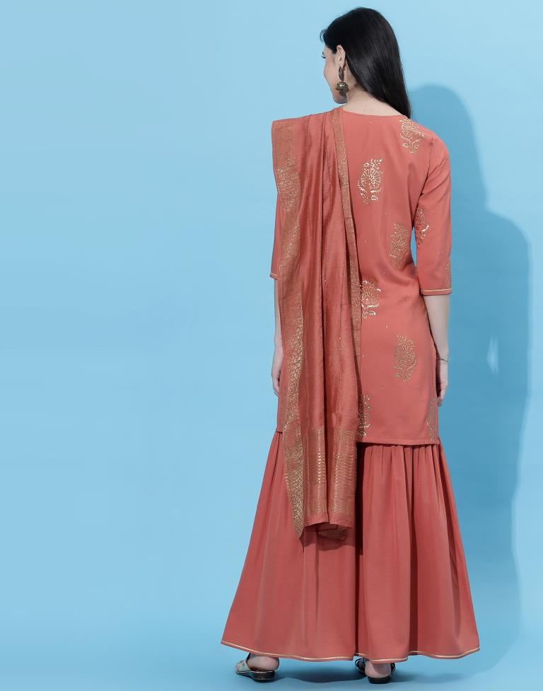 Coral Cotton Kurti With Sharara And Dupatta | Leemboodi