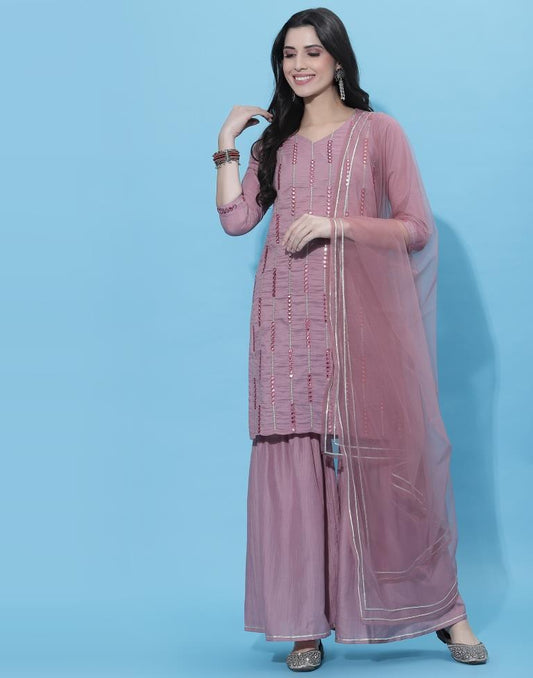 Light Purple Kurti With Sharara And Dupatta | Leemboodi