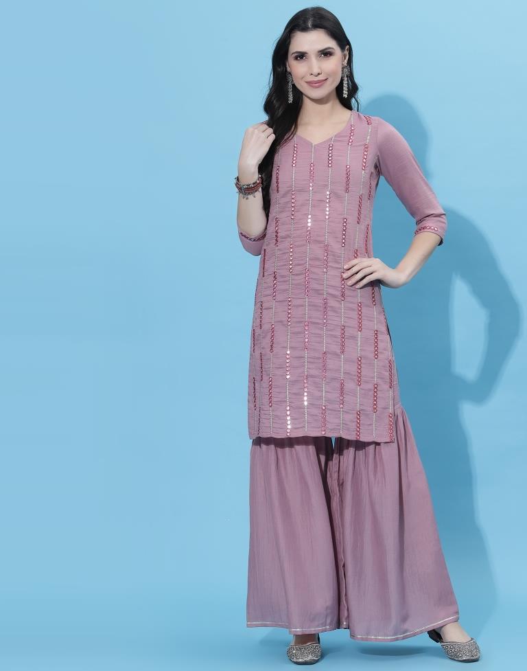 Light Purple Kurti With Sharara And Dupatta | Leemboodi