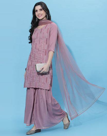 Light Purple Kurti With Sharara And Dupatta | Leemboodi