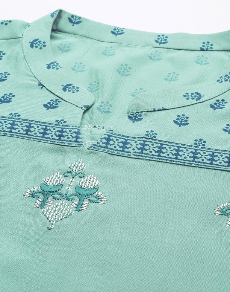 Aqua Kurti With Pant And Dupatta | Leemboodi