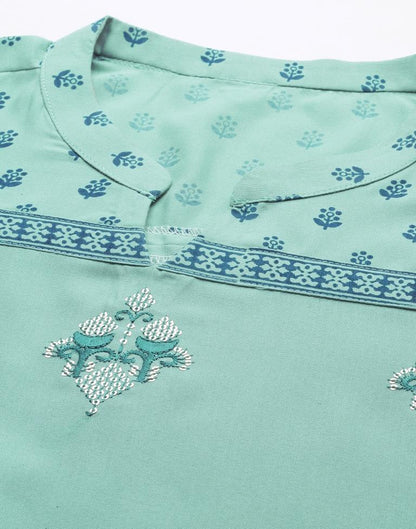 Aqua Kurti With Pant And Dupatta | Leemboodi