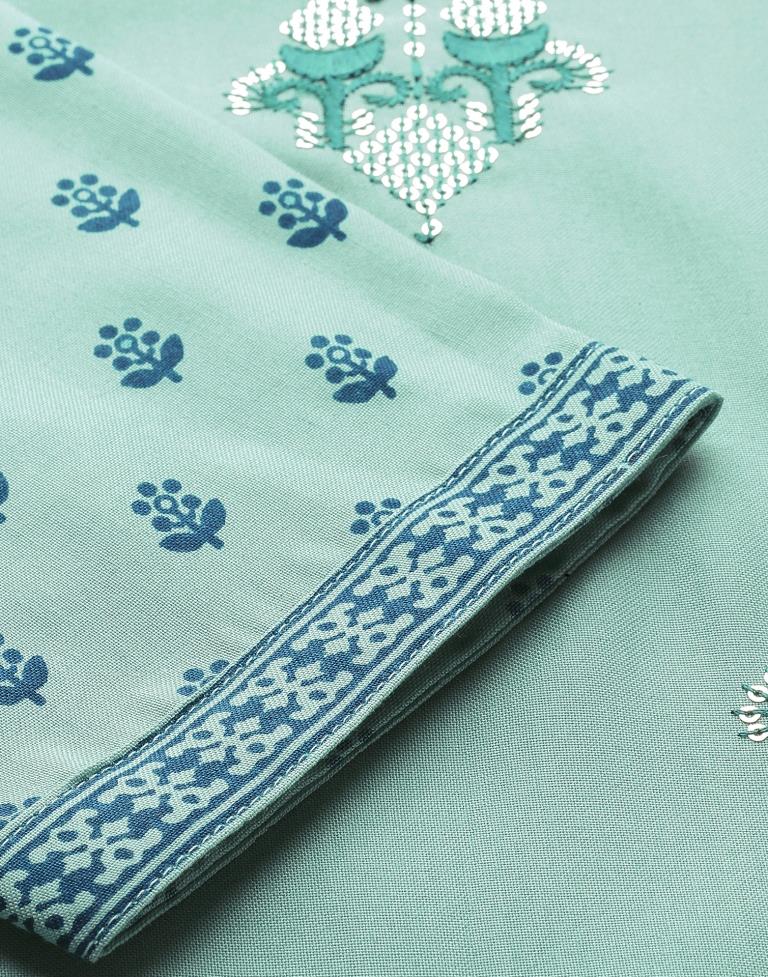 Aqua Kurti With Pant And Dupatta | Leemboodi