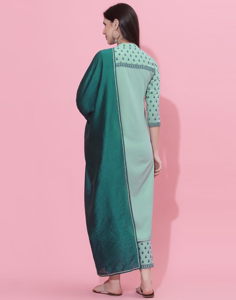 Aqua Kurti With Pant And Dupatta | Leemboodi