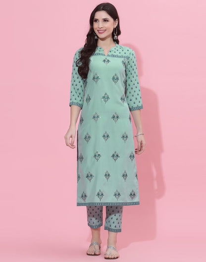 Aqua Kurti With Pant And Dupatta | Leemboodi