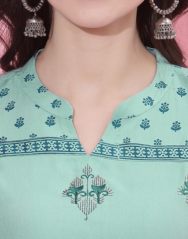 Aqua Kurti With Pant And Dupatta | Leemboodi
