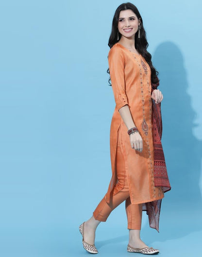 Orange Kurti With Pant And Dupatta | Leemboodi