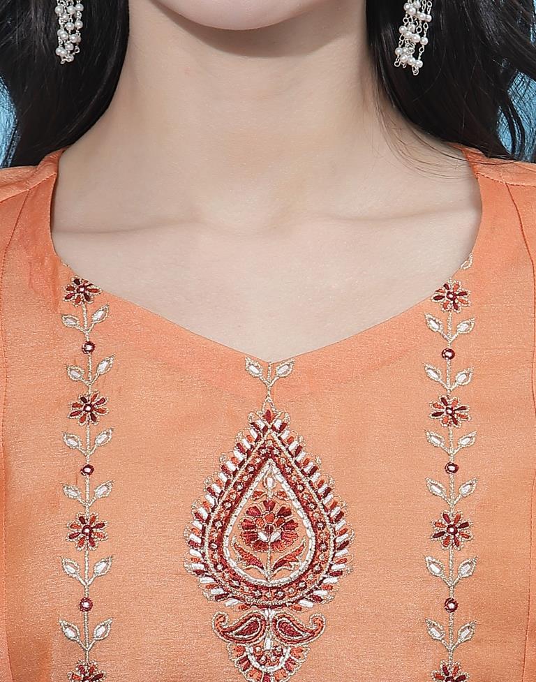 Orange Kurti With Pant And Dupatta | Leemboodi