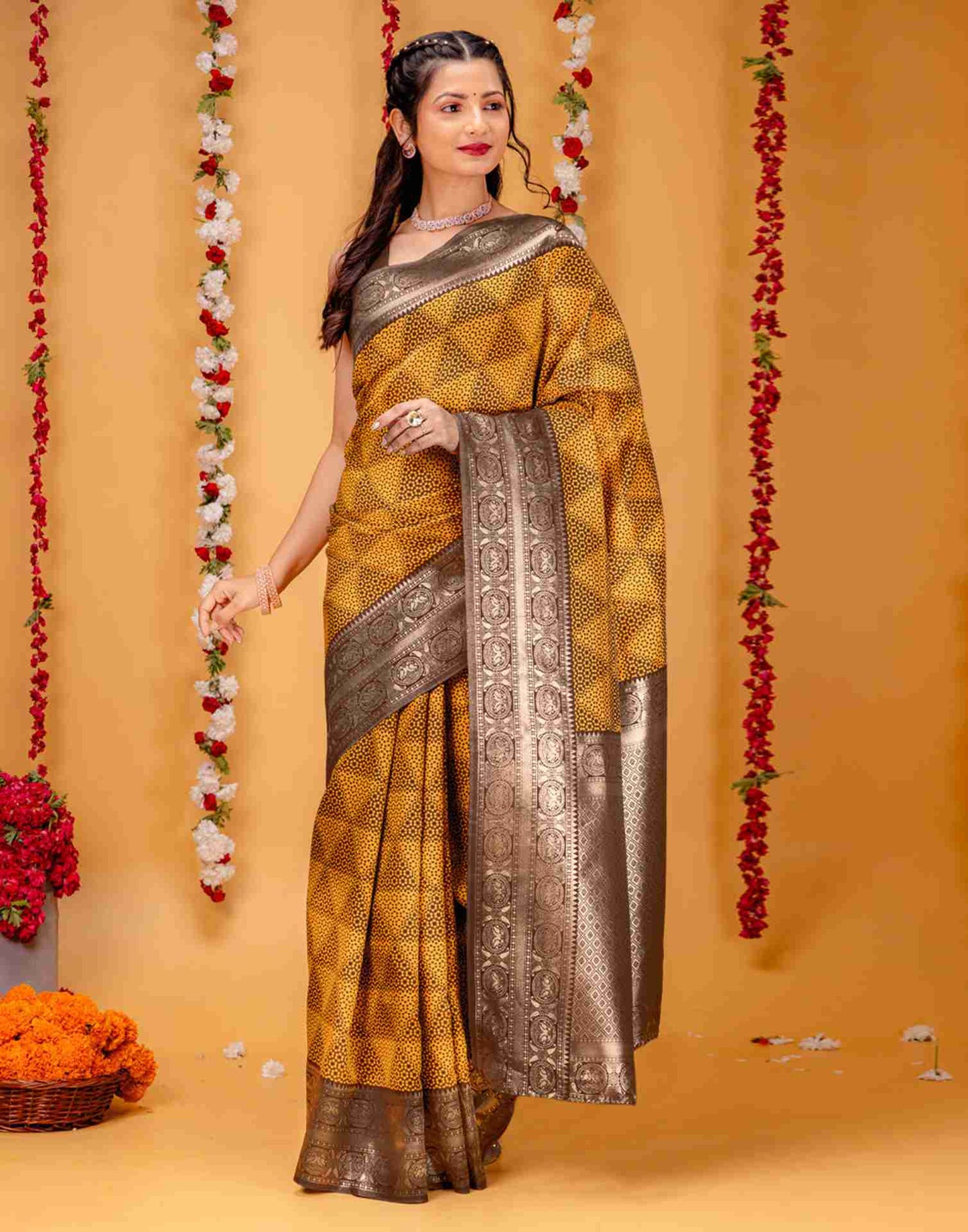 Brown Silk Woven Saree