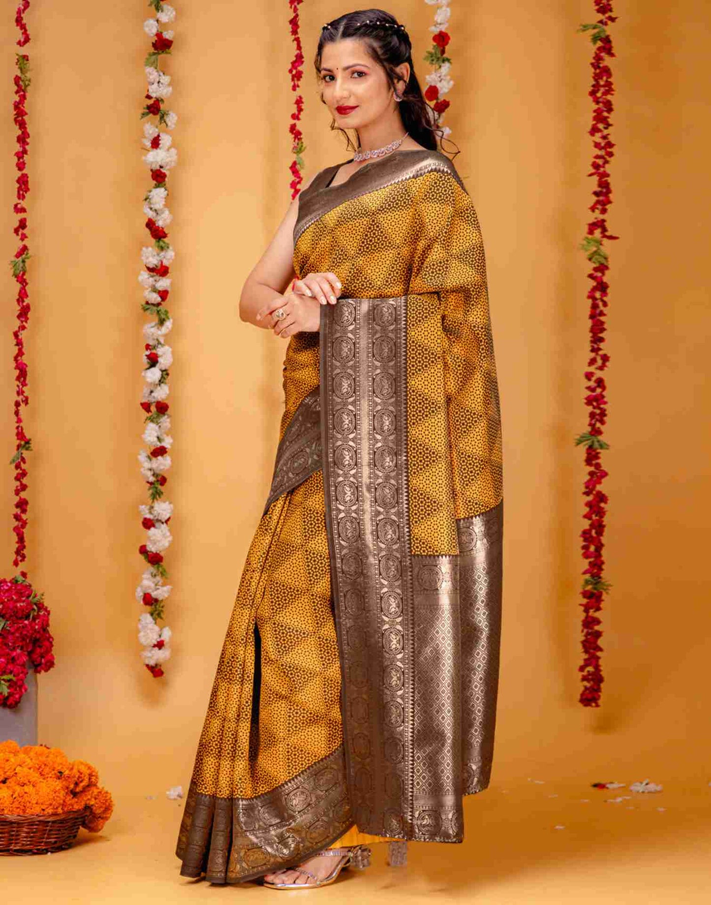 Brown Silk Woven Saree