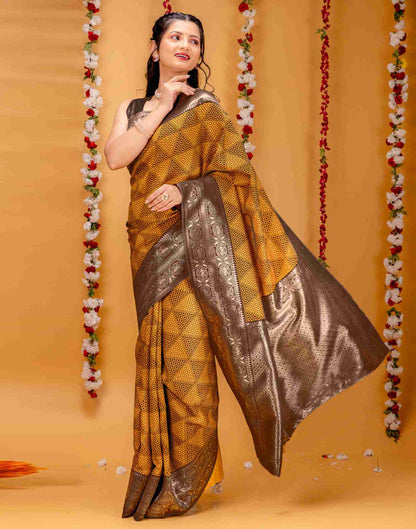 Brown Silk Woven Saree