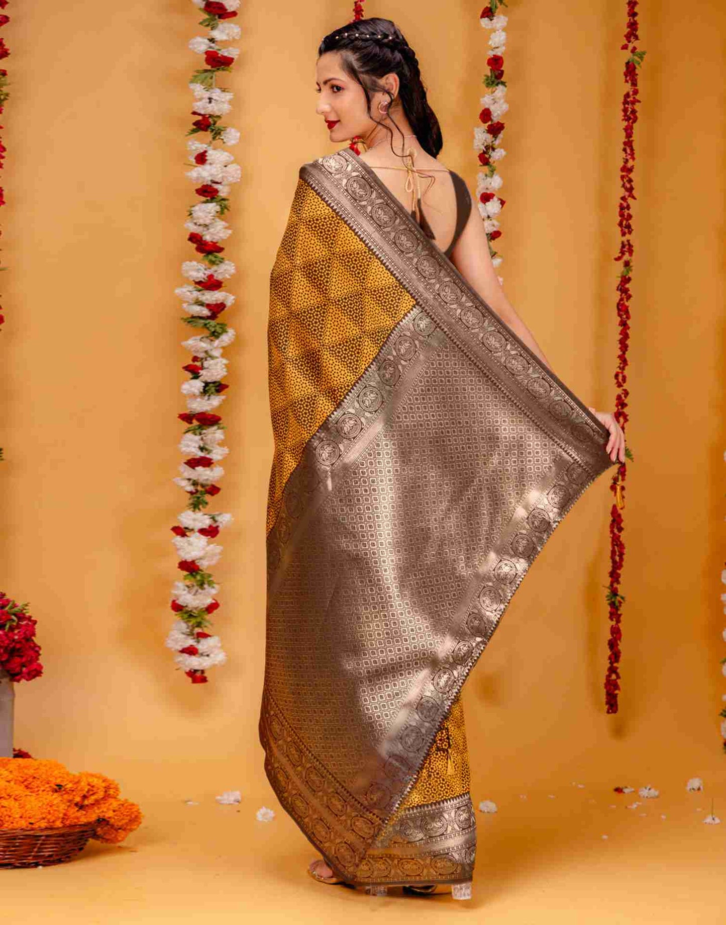 Brown Silk Woven Saree