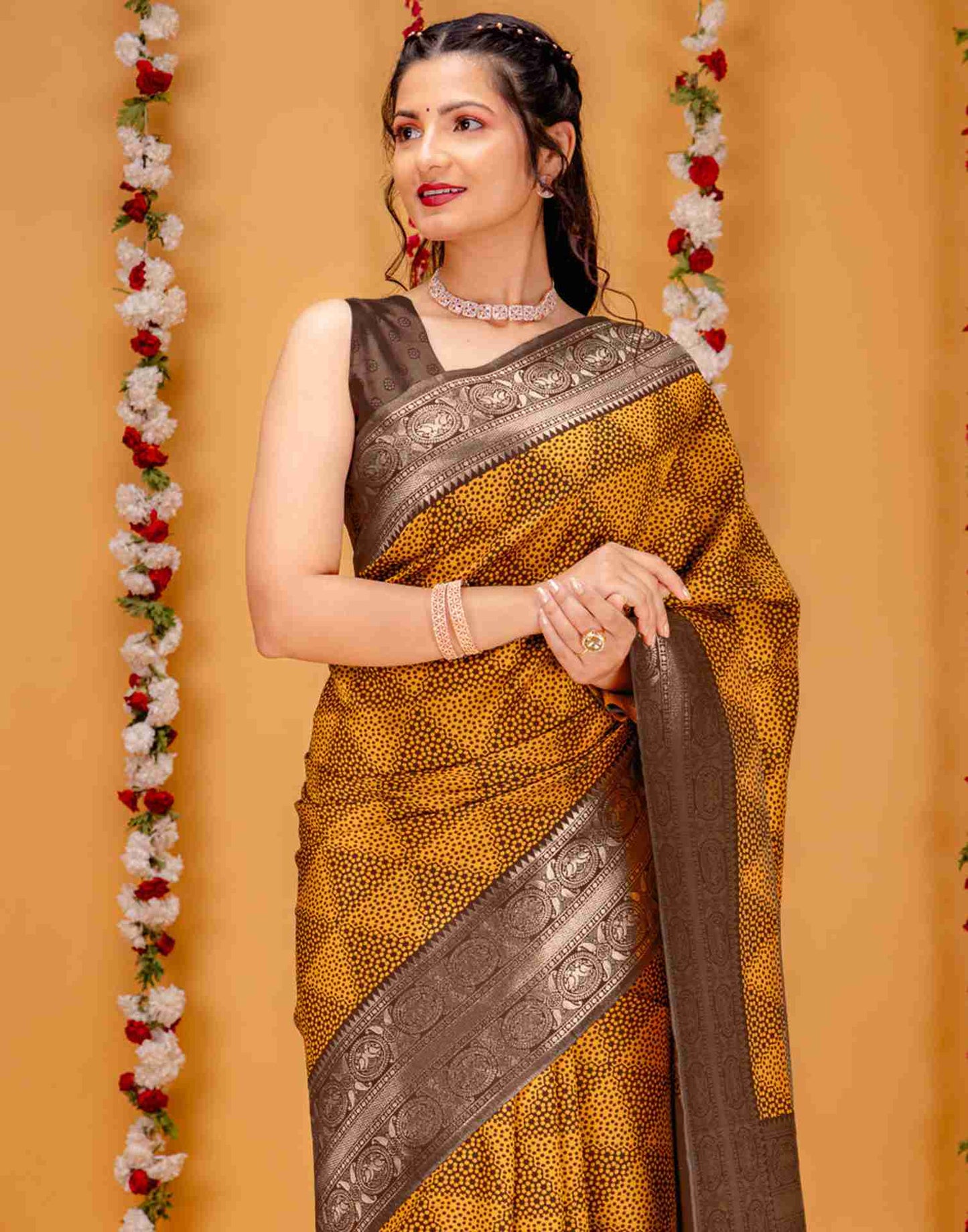 Brown Silk Woven Saree