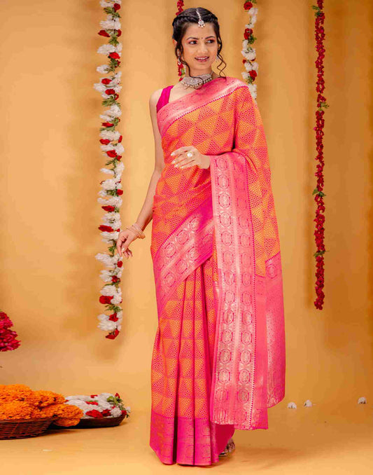 Pink Silk Woven Saree