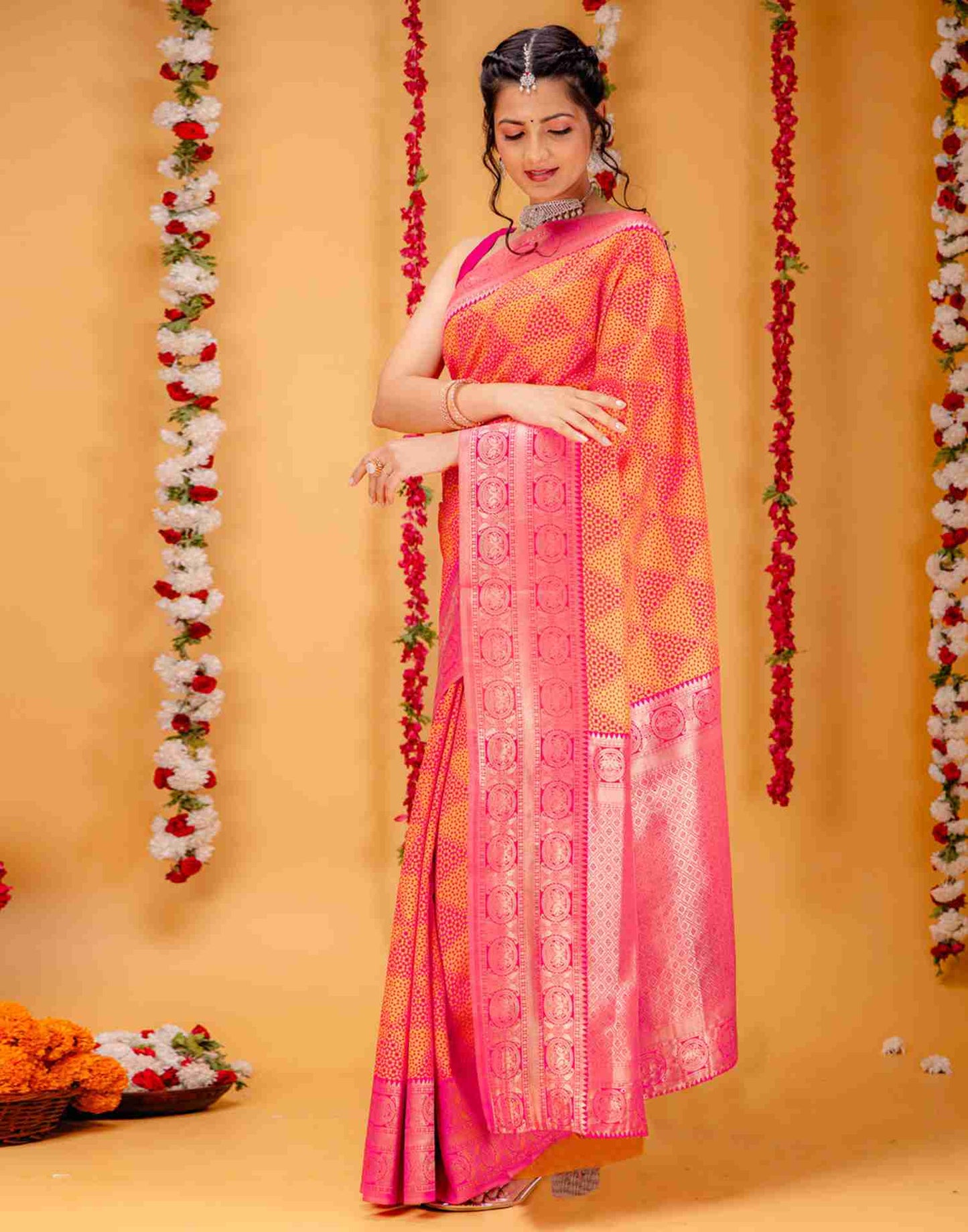 Pink Silk Woven Saree