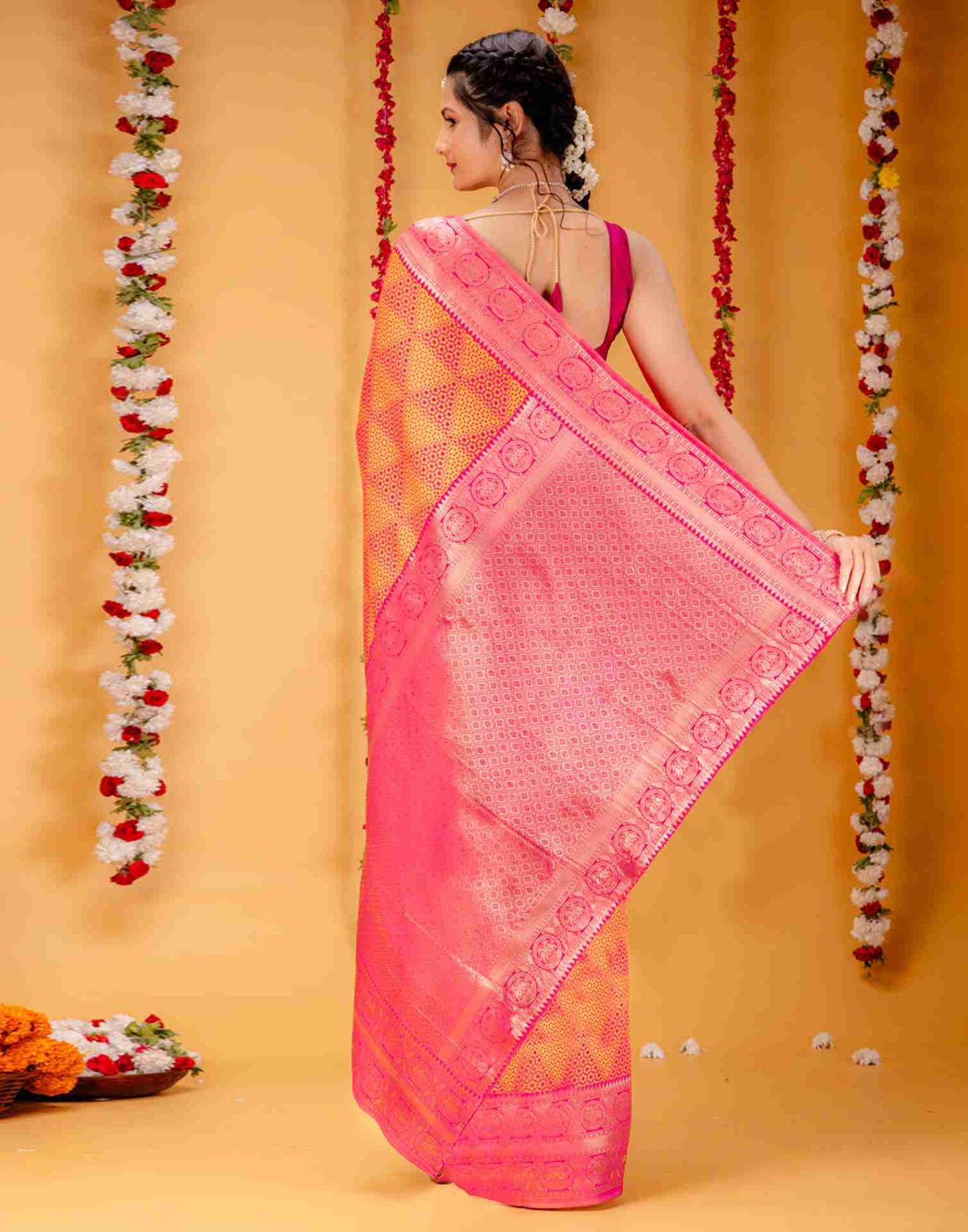 Pink Silk Woven Saree