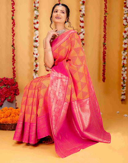 Pink Silk Woven Saree