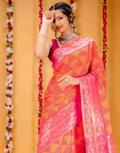Pink Silk Woven Saree