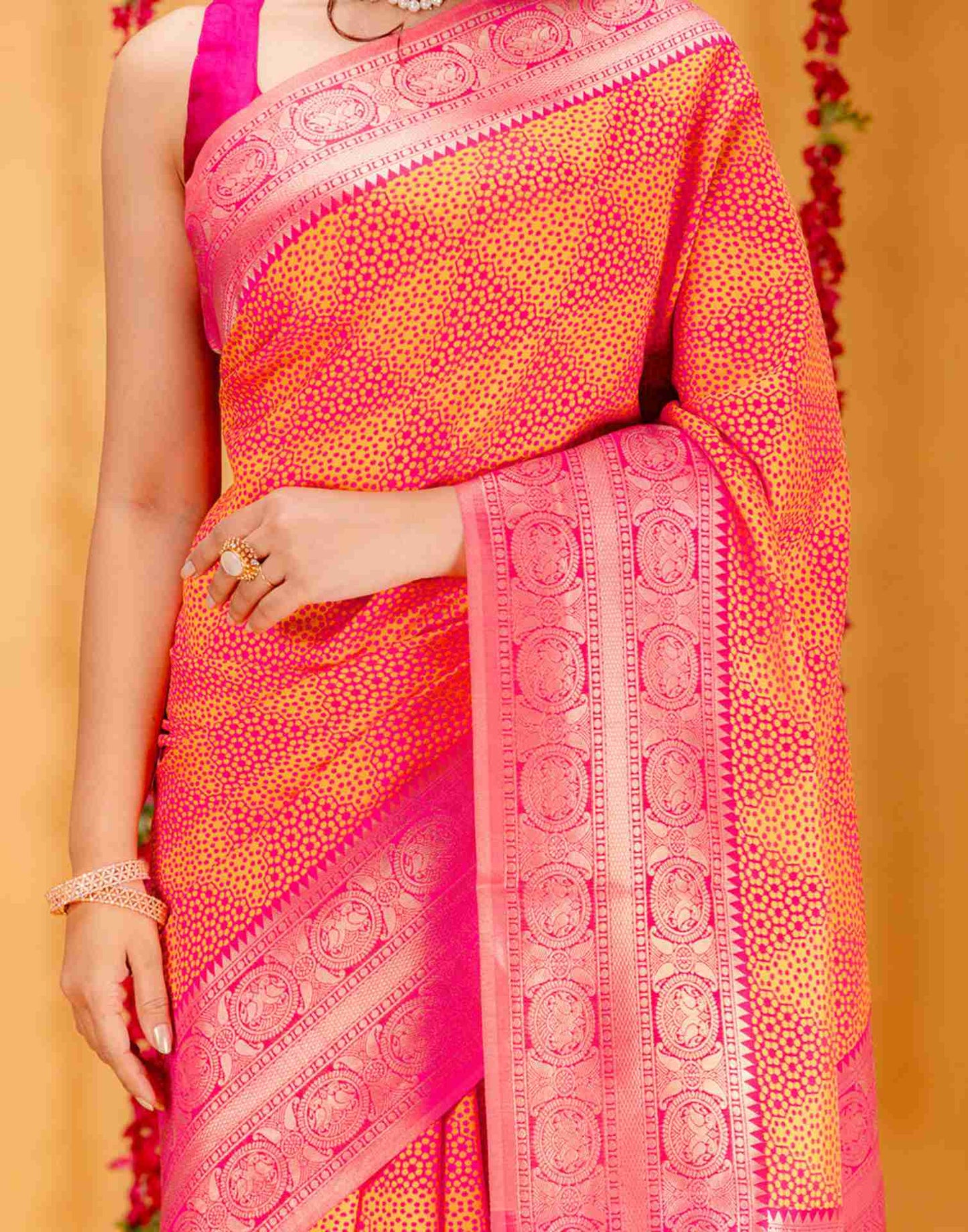 Pink Silk Woven Saree
