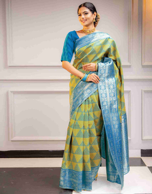 Blue Silk Woven Saree