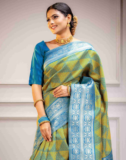 Blue Silk Woven Saree