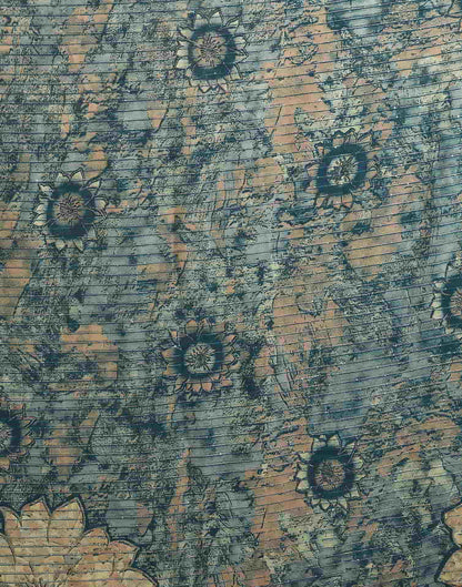 Teal Georgette Printed Saree